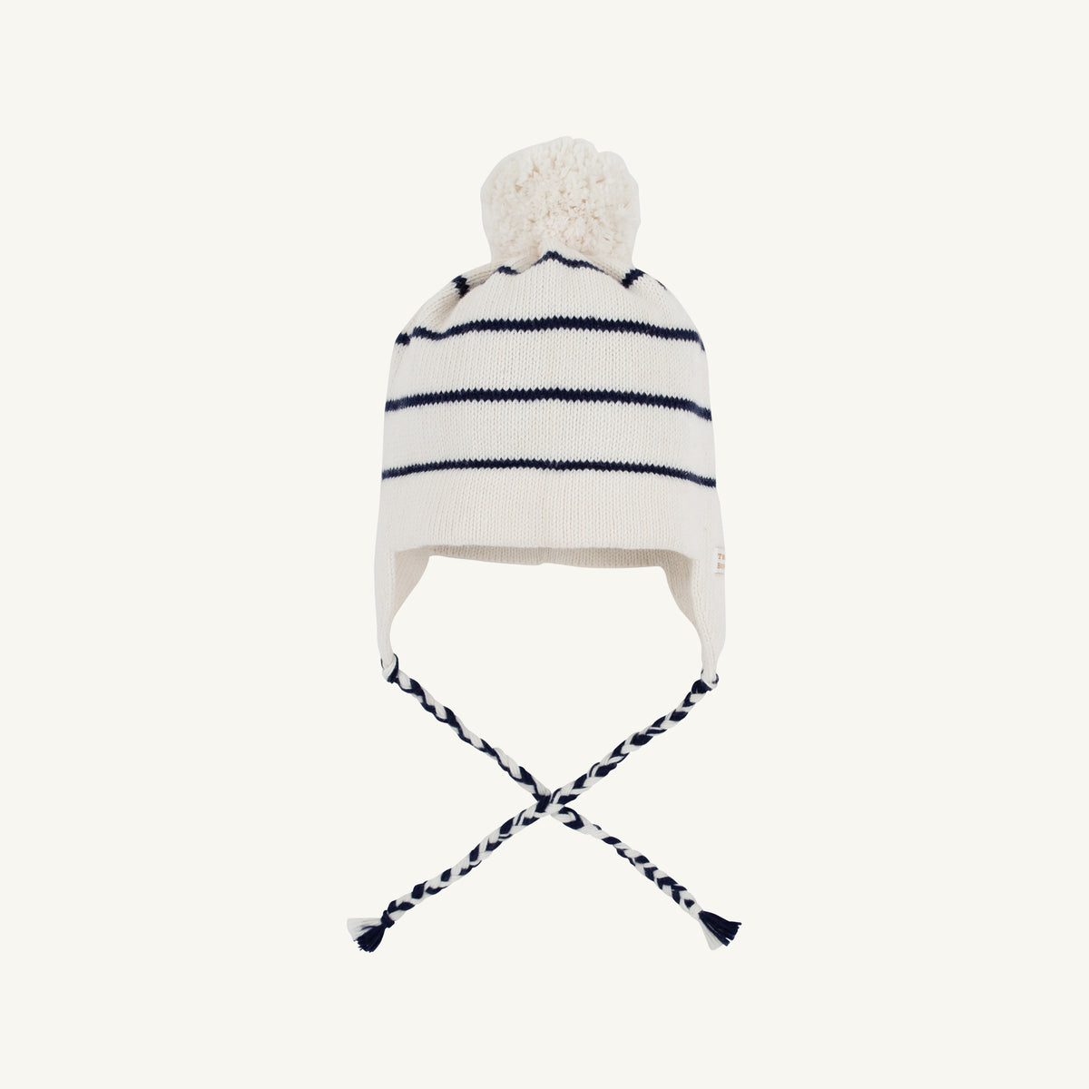 Parrish Pom Pom Hat Palmetto Pearl and Nantucket Navy Stripe with Palmetto Pearl