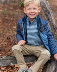 Boys Colorblock Puffer Jacket in Dark Denim Blue
