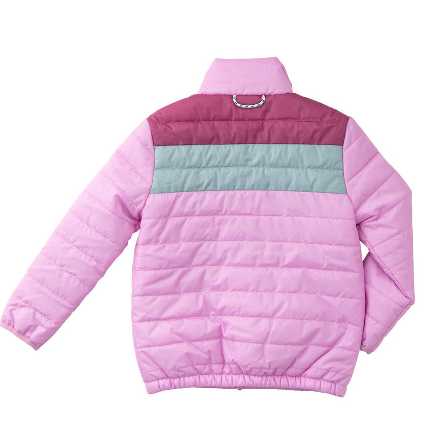 Girls Colorblock Puffer Jacket in Orchid Purple