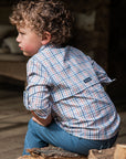 Boys' Long Sleeve Founders Kids Fishing Shirt in Sullivans Island Arona Blue Plaid