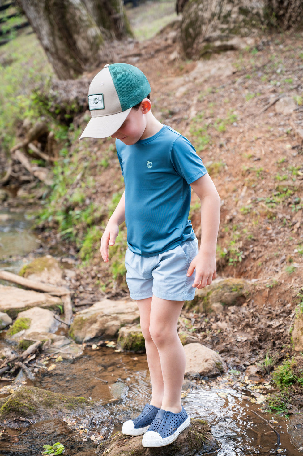 Boys' Trucker Hat in Trench Coat Tan and Green