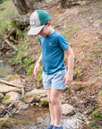 Boys' Trucker Hat in Trench Coat Tan and Green