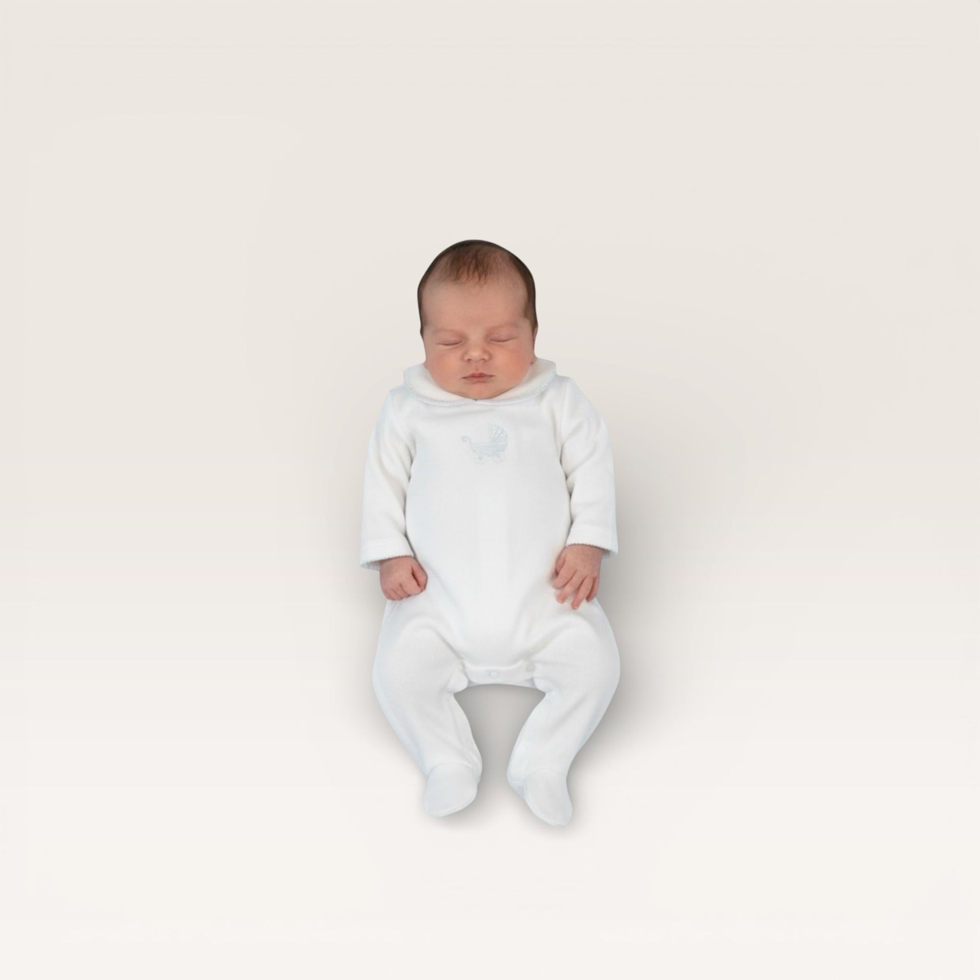 Blue Pima Pram Embroidered Footie
