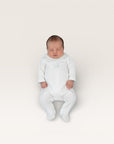 Blue Pima Pram Embroidered Footie