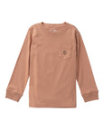 Kid's Long Sleeve Cotton Pocket T-shirt-  Mocha Mousse