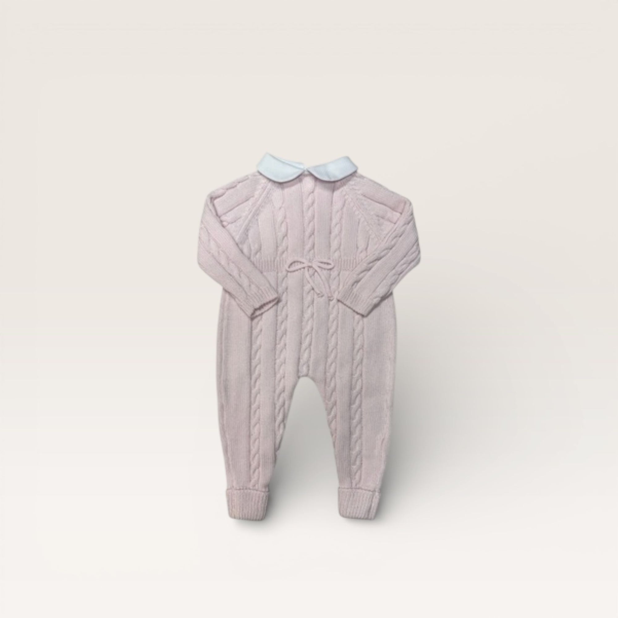 Cable Romper with Buttons and Baby Collar