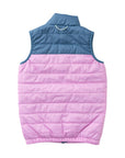 Girls Colorblock Puffer Jacket in Orchid Purple and Faded Blue