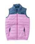 Girls Colorblock Puffer Jacket in Orchid Purple and Faded Blue