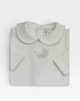 Blue Pima Pram Embroidered Footie