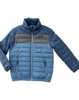 Boys Colorblock Puffer Jacket in Dark Denim Blue