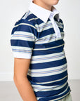 Navy Retro Stripe Polo Shirt