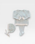 Stripe Layette Three Piece Set Boy Light Blue