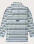 Boys' Long Sleeve Performance Polo in Arona Blue and Camping Green Stripe