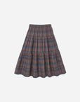 Tiered Midi Skirt Midnight Plaid