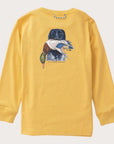 Boys' Long Sleeve Cotton T-shirt in Ochre Duck Hunting Dog Art