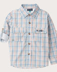 Boys' Long Sleeve Founders Kids Fishing Shirt in Sullivans Island Arona Blue Plaid