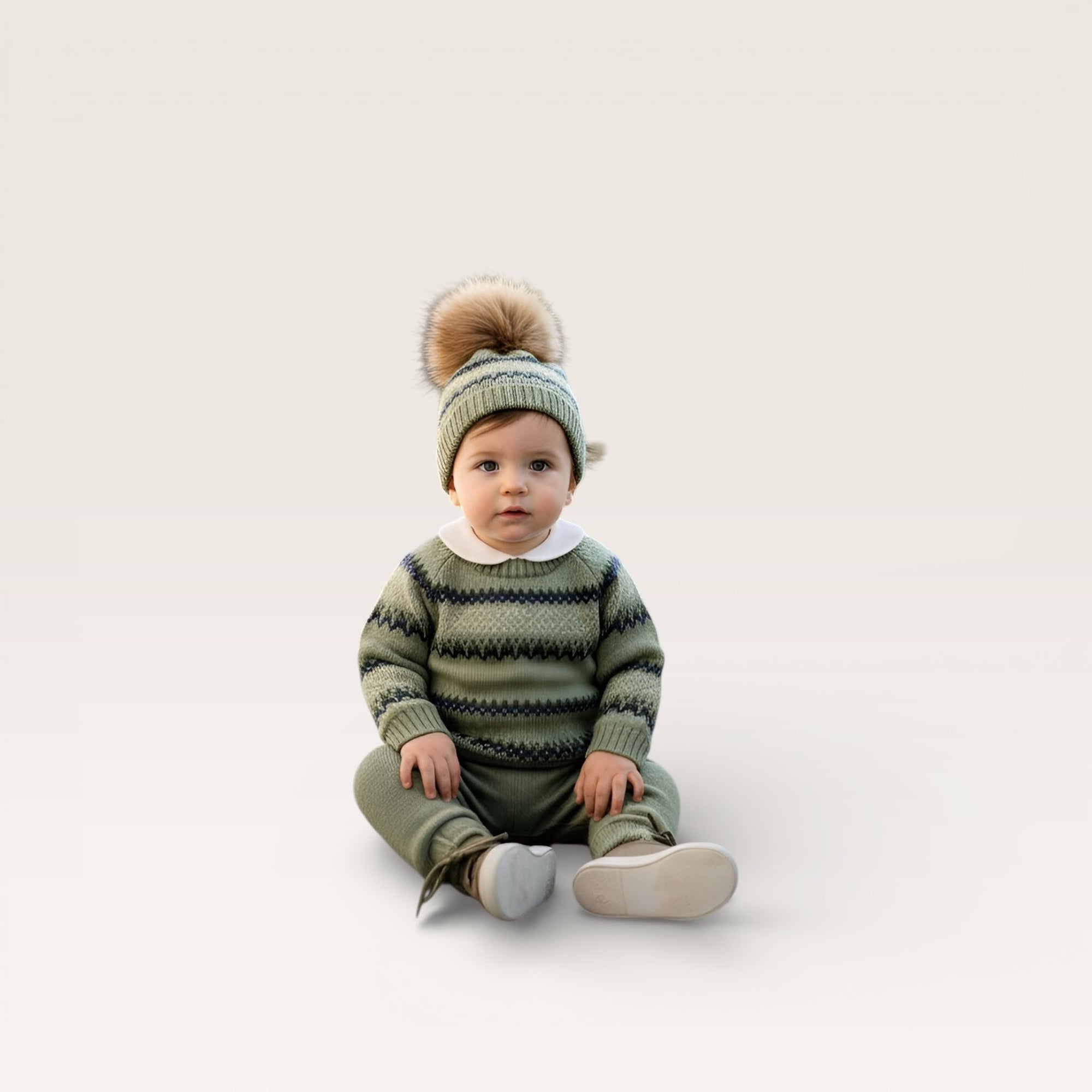 Hat- Fair Isle Sage and Navy