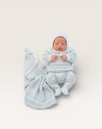 Stripe Layette Three Piece Set Boy Light Blue