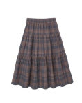 Tiered Midi Skirt Midnight Plaid