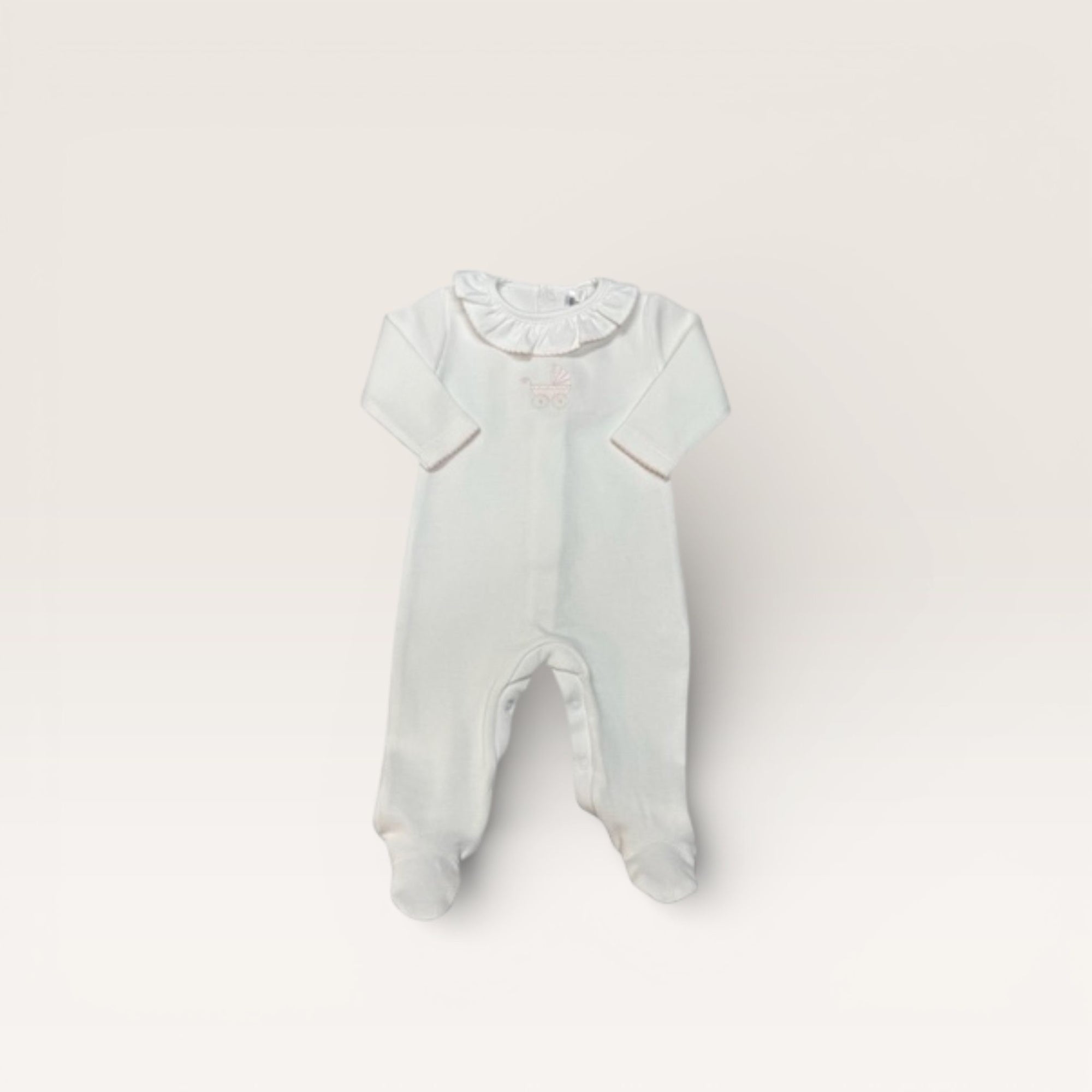 Pink Pima Pram Embroidered Footie