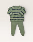 Knit Jogger Set- Fair Isle Sage and Navy