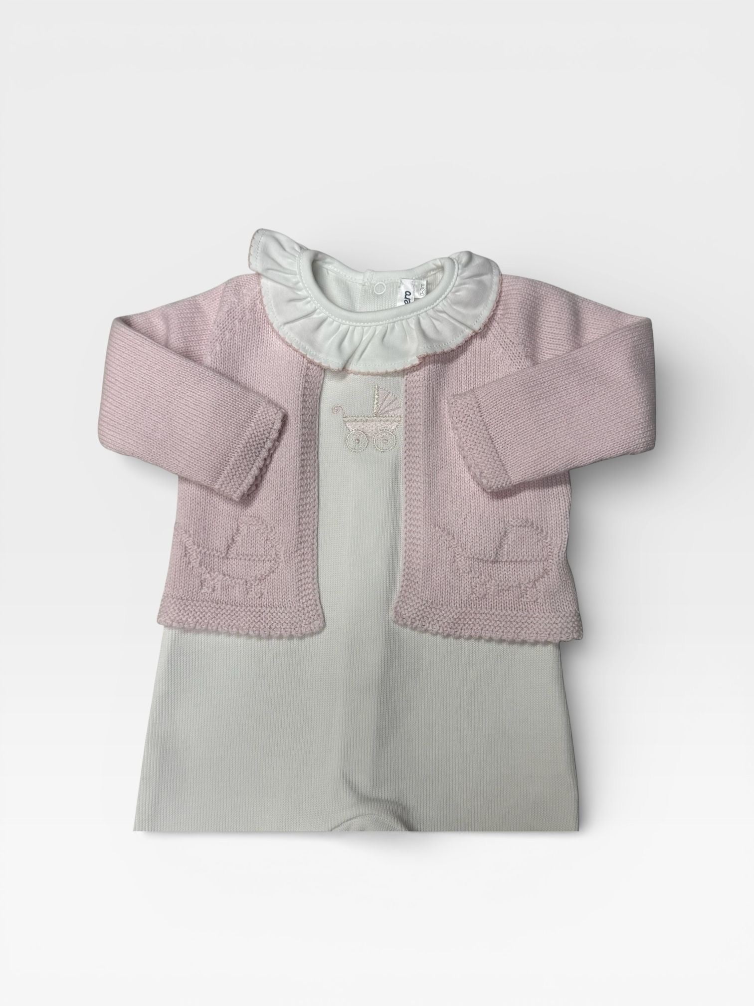 Pink Pima Pram Embroidered Footie