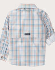 Boys' Long Sleeve Founders Kids Fishing Shirt in Sullivans Island Arona Blue Plaid