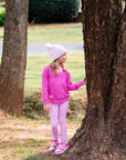 Knit Pom Pom Patch Beanie - Pink Lady