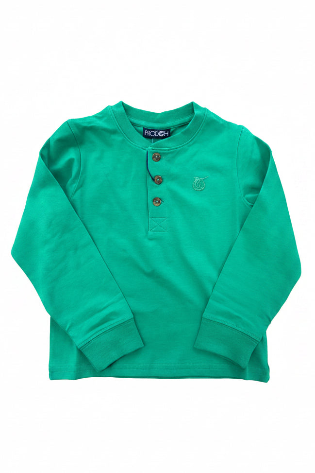 Boys' Long Sleeve Henley T-shirt- Holly Green