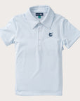 Boys' Short Sleeve Pro Performance Polo in Classic Clear Sky Blue and White Stripe