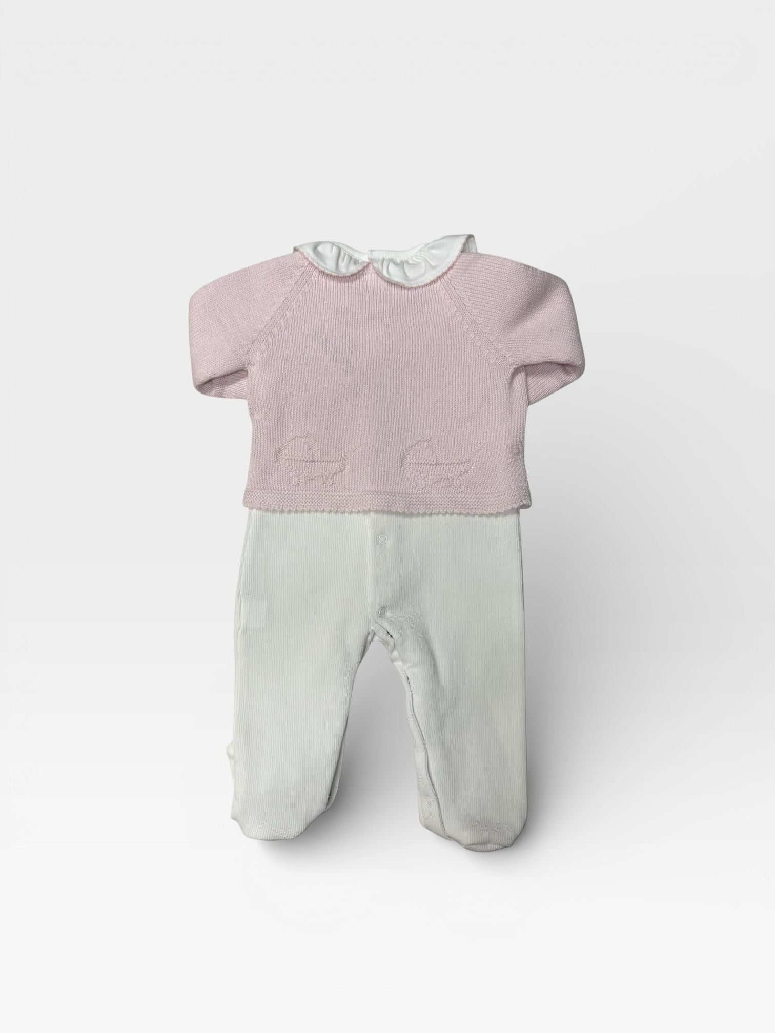 Pink Pima Pram Embroidered Footie