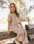 Wide Leg Pant Fawn Gingham