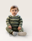 Knit Jogger Set- Fair Isle Sage and Navy
