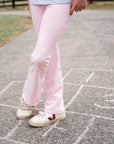 Girls' Athletic Flare Legging in Pink Lady