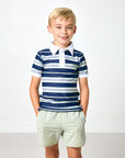 Navy Retro Stripe Polo Shirt