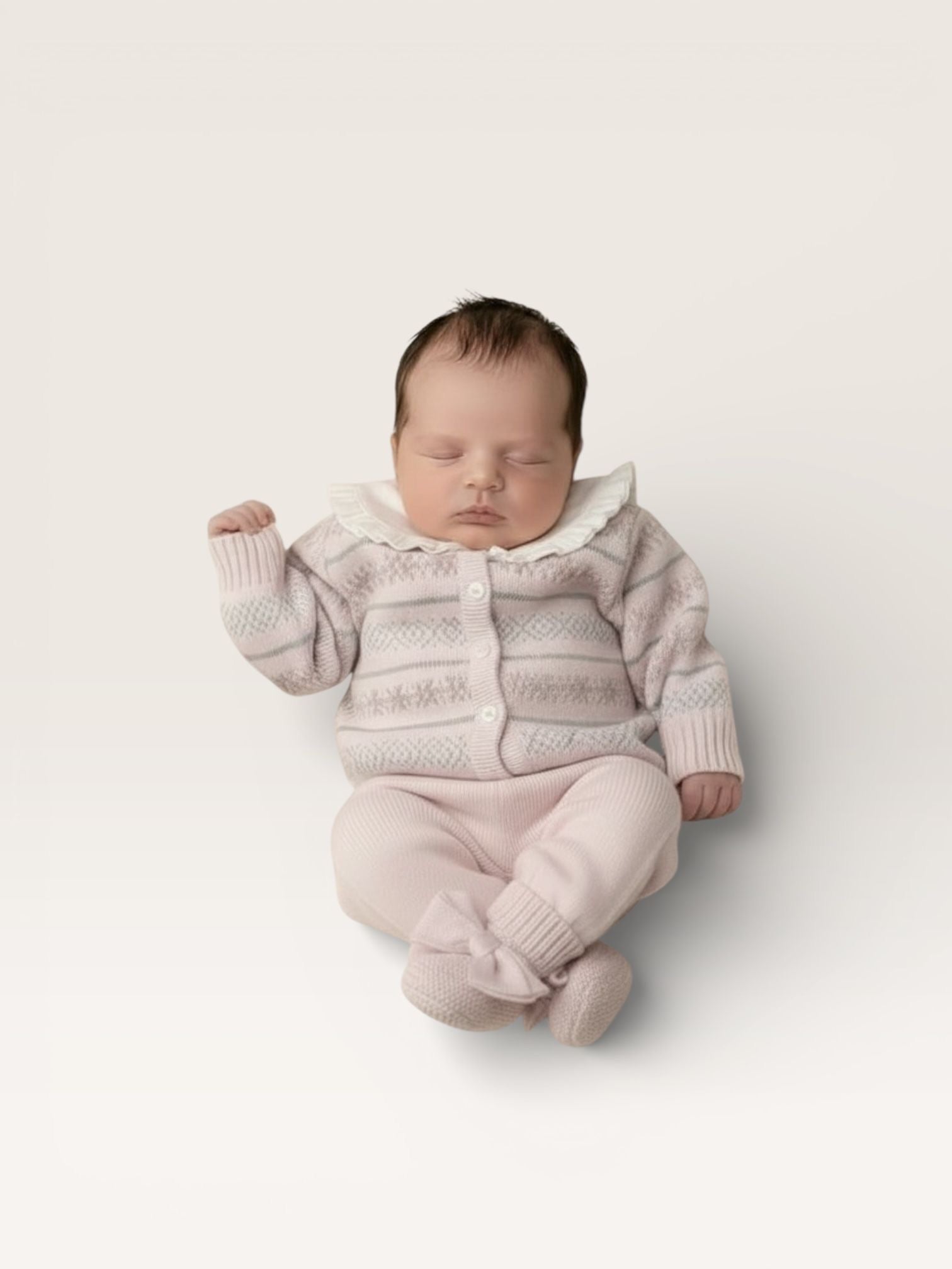 Baby Pink Fair Isle Footed Set