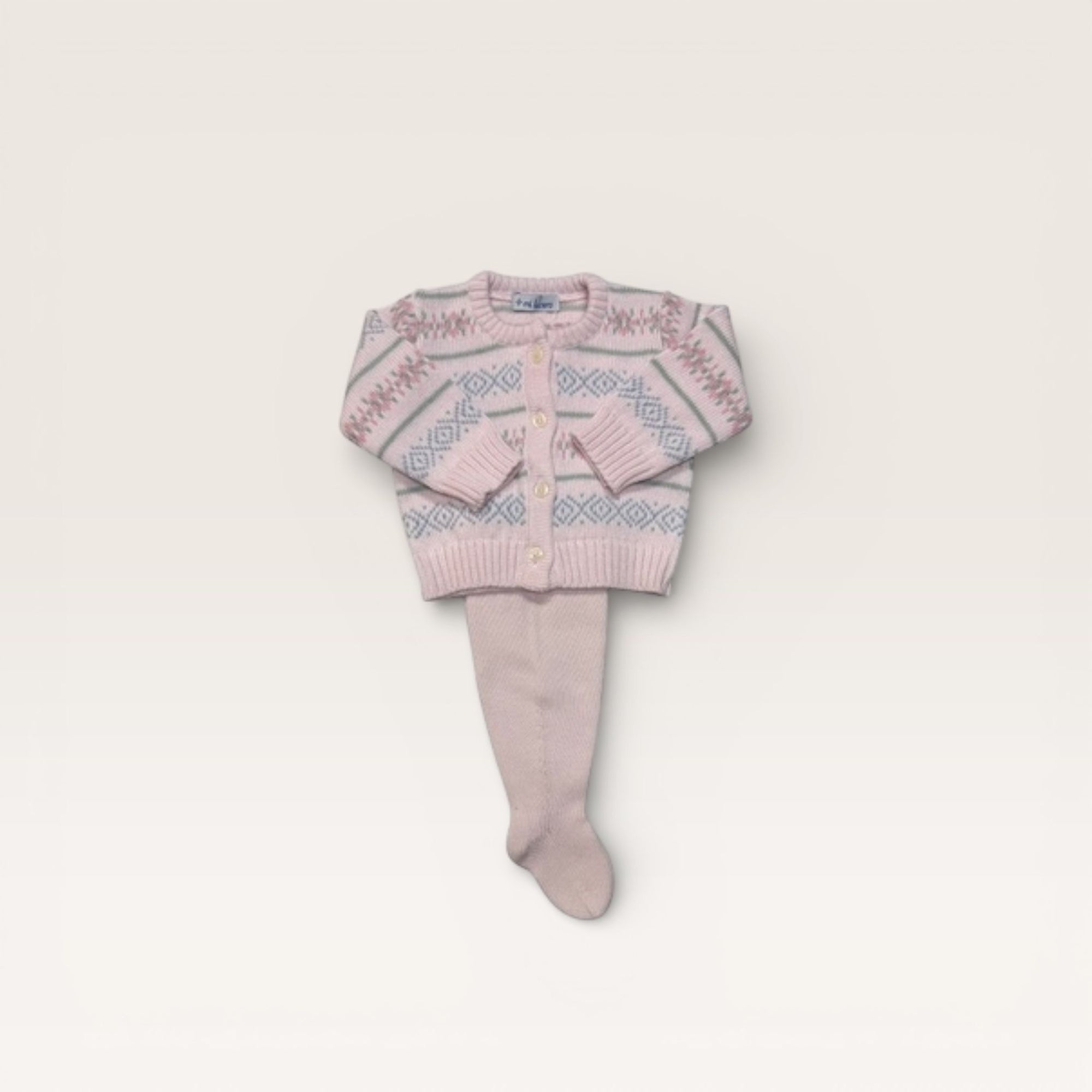 Baby Pink Fair Isle Footed Set