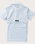 Boys' Short Sleeve Pro Performance Polo in Classic Clear Sky Blue and White Stripe