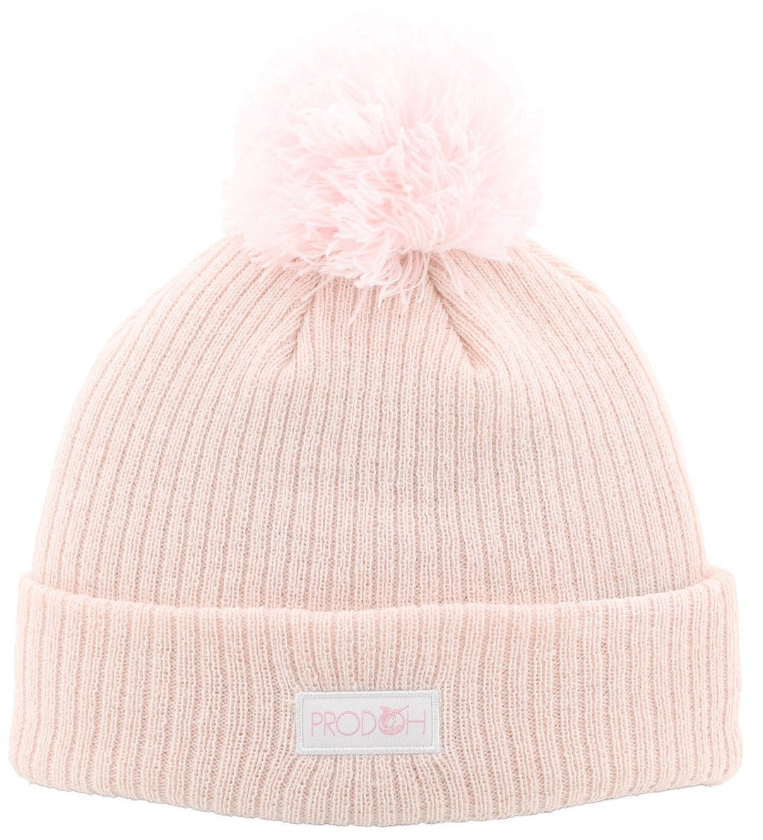 Knit Pom Pom Patch Beanie - Pink Lady