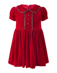 Red Velvet Tartan Trim Dress