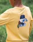 Boys' Long Sleeve Cotton T-shirt in Ochre Duck Hunting Dog Art