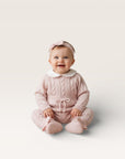 Cable Romper with Buttons and Baby Collar