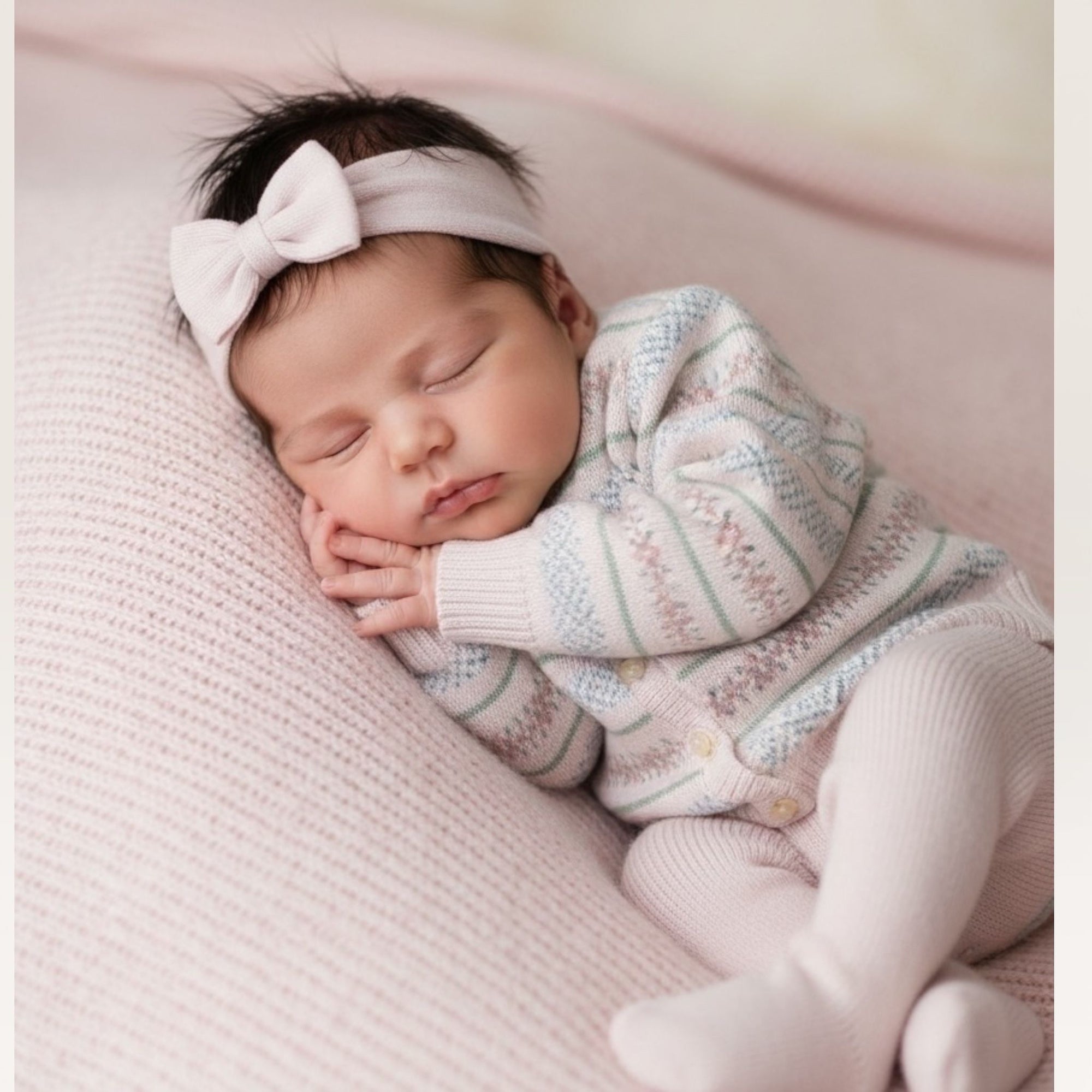 Baby Pink Fair Isle Footed Set